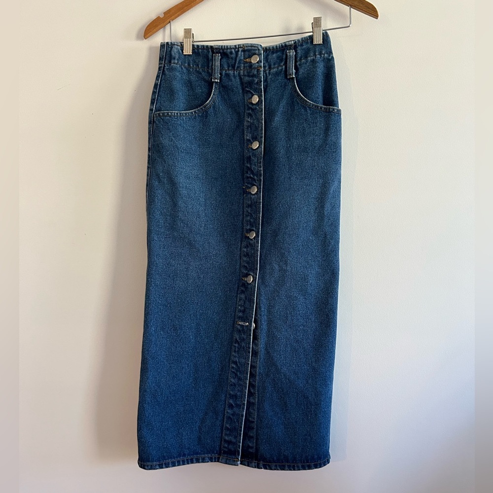 Vintage Watch LA denim maxi skirt size small